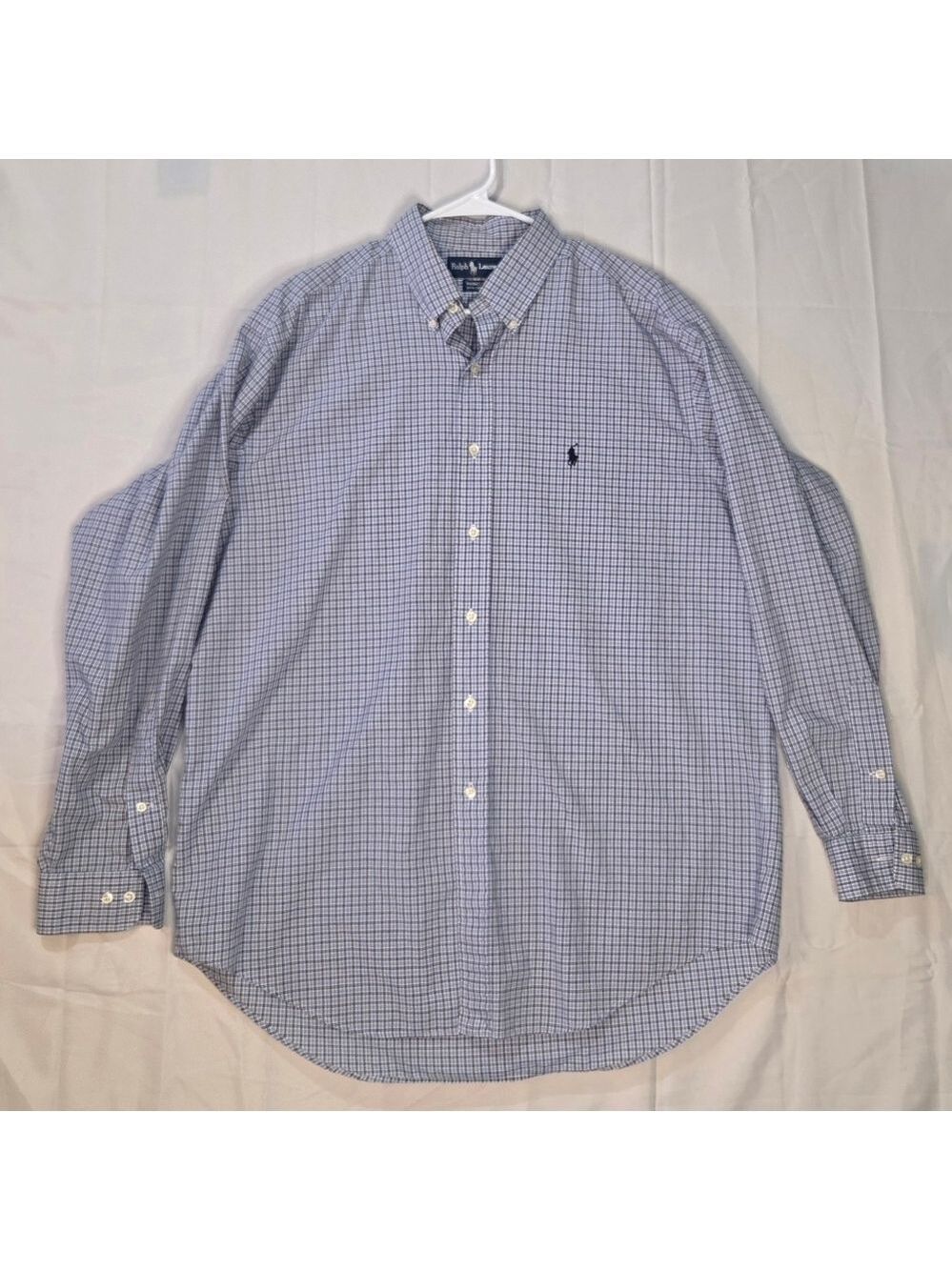 Ralph Lauren Yarmouth Blue Check Button Down Shirt Classic Fit 16 34/35 - Picture 3 of 12